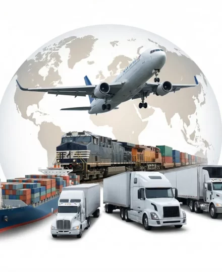 Logistic graphic with different transportation vehicles